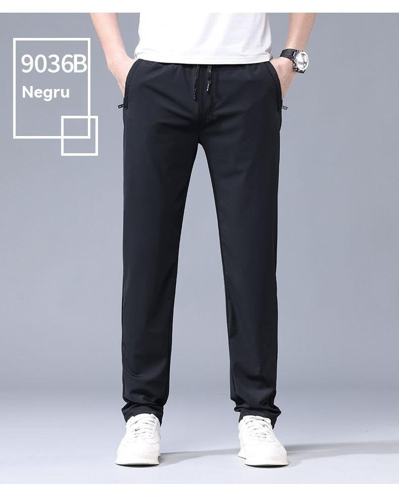 ❄️👖【Kupte 1 a získejte 1 zdarma ✨】【M–5XL】Letní tenké pánské rovné kalhoty z ledového hedvábí ✅ Vysoká elasticita ✅ Prodyšné a rychleschnoucí