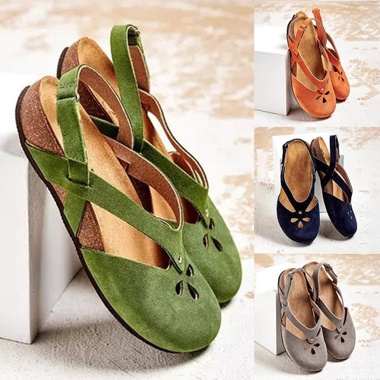 🍃👡【Ograniczona oferta】 【35-44】2025 wysokiej jakości skórzane sandały casualowe ✅ Okrągły nosek ✅ Płaska podeszwa