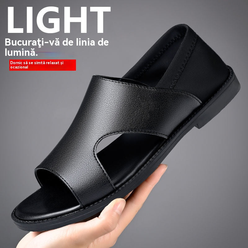 【38-44】2025 Vară Sandale Bărbați Piele de vacă Respirabil Hollow Anti-alunecare Casual