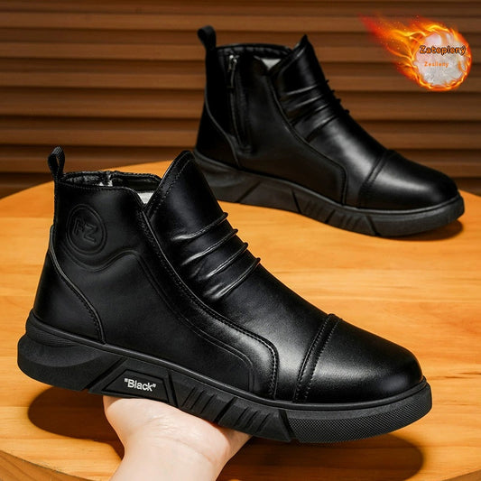 🔥🔥 【39-44】Pánske stredne vysoké snehové čižmy z pravej kože s teplou podšívkou