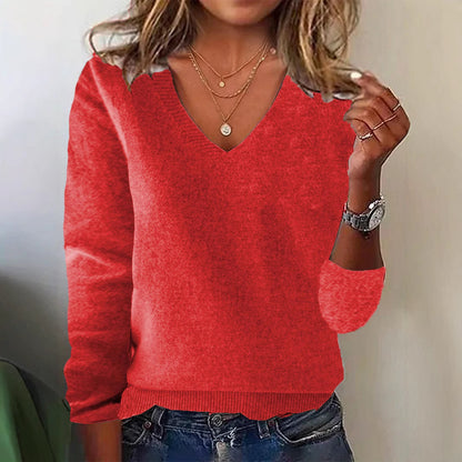 🔥【S-3XL】Nowy wygodny dzianinowy top z długim rękawem i dekoltem w serek