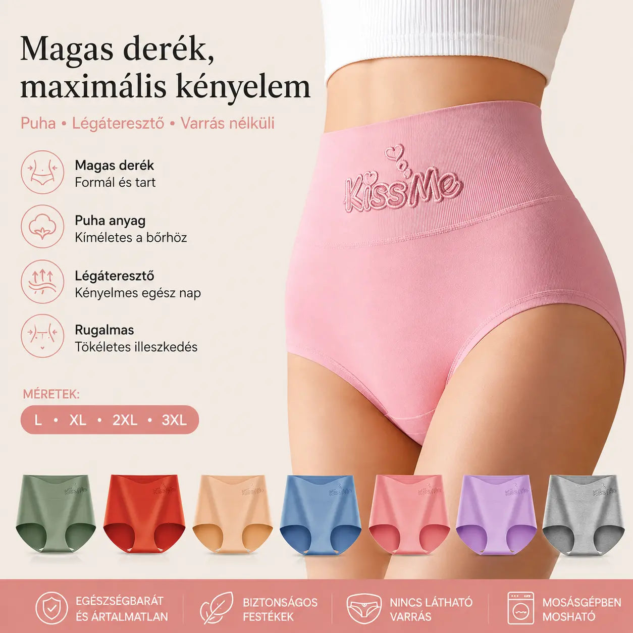 💖【Vásárolj egyet, kapsz egyet ingyen】 - 【6 darabos szett】 Magas derekú, csípőemelő alakformáló alsónemű, prémium pamutanyagból✨️ (45-105 kg)