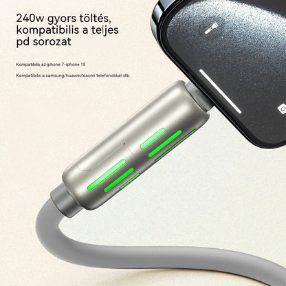 🔥【2 db csak 8700 lábért】🔥 (2 m hosszú) 4 az 1-ben PD 240W gyorstöltő kábel – Támogatja az USB-C, Lightning és USB-A gyorstöltést, alumíniumötvözetből és szilikonból készült, támogatja az adatszinkronizálást ⚡📱