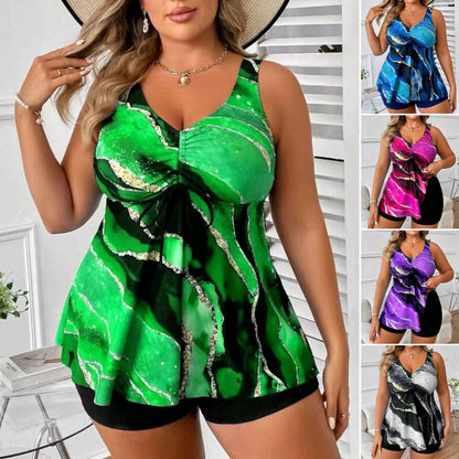 🏖️👙【S-5XL】🌴Costum de baie elegant, mărime mare, cu imprimeu