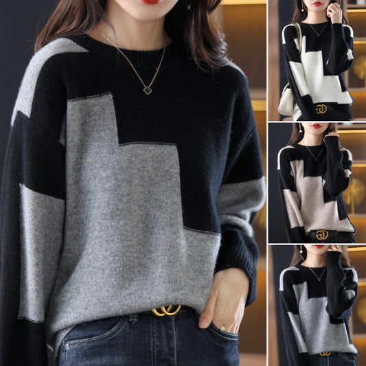 ☃️🎉【S-3XL】2024 nou pulover de cașmir de amnă și iarnă, pulover scurt de lână, cu gât rotund, tricot, pulover largi 