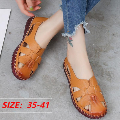 ❤️🥿【35-41】Novinka pro rok 2026,  Dámské ploché sandály měkké kožené barefoot sandály💥