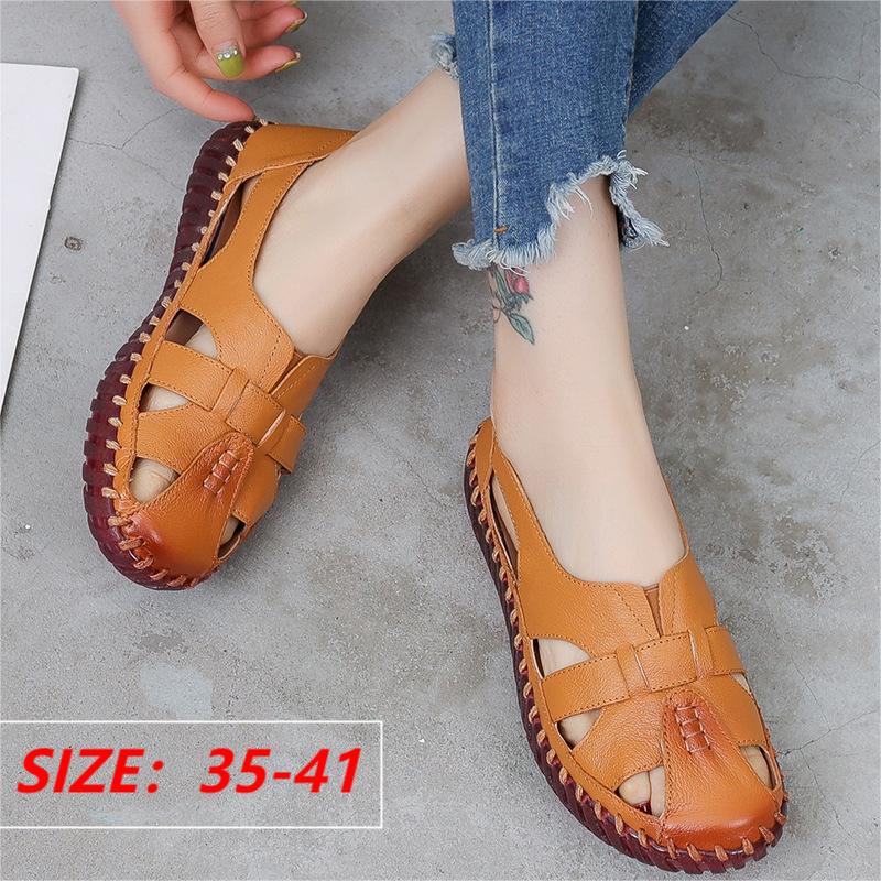 ❤️🥿【35-41】Novinka pro rok 2026,  Dámské ploché sandály měkké kožené barefoot sandály💥