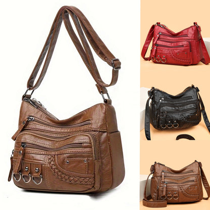 👜🎀 Dostupna u šest boja, nova moderna torbica od mekane kože za rame / nošenje preko tijela, s velikim kapacitetom i višeslojnom konstrukcijom.