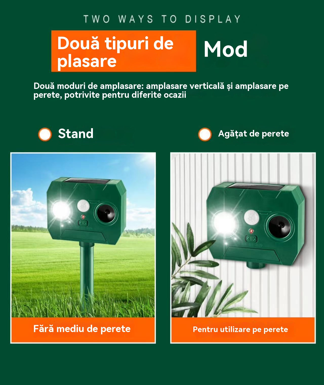 【🔥Kup 1, otrzymaj 1 gratis】🔥Zasilany energią słoneczną zewnętrzny ultradźwiękowy odstraszacz ptaków z dwoma klaksonami i migającymi światłami