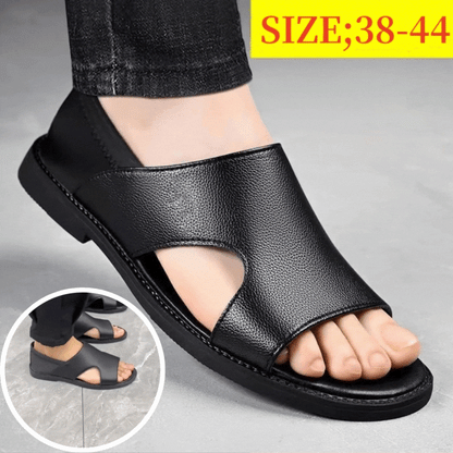 【38-44】2025 Vară Sandale Bărbați Piele de vacă Respirabil Hollow Anti-alunecare Casual
