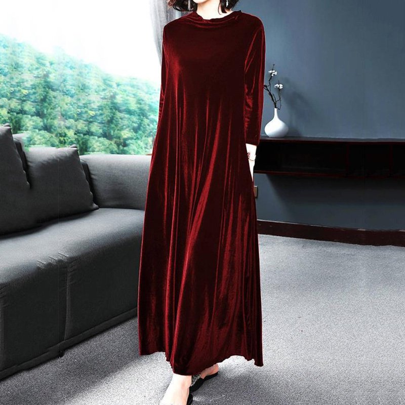 【M-4XL】Elegancka złota aksamitna sukienka, która emanuje elegancją od środka!