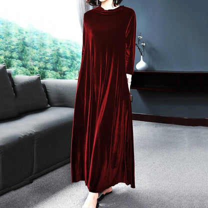 【M-4XL】Elegancka złota aksamitna sukienka, która emanuje elegancją od środka!