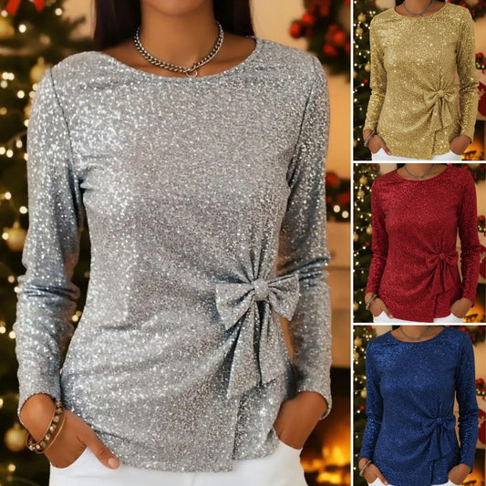 【S-3XL】✨Top s dlouhým rukávem a motýlkem s flitrovými ozdobami