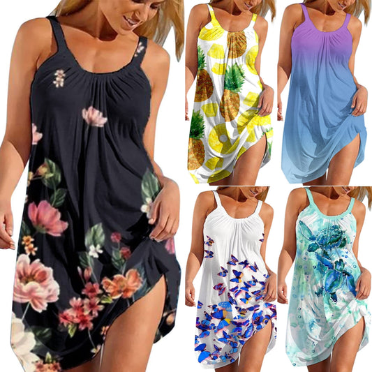 💟【S-5XL】👗 Nowa codzienna sukienka z nadrukiem i paskami