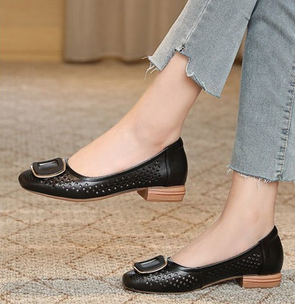 🔥【35-40】 2024 nowe letnie buty z prawdziwej skóry buty z gołą skórą płytkie usta damskie buty z miękkim dnem