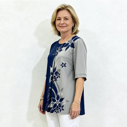 Damski letni top – wygodny, elastyczny i swobodny, o eleganckim, wyszczuplającym kroju.