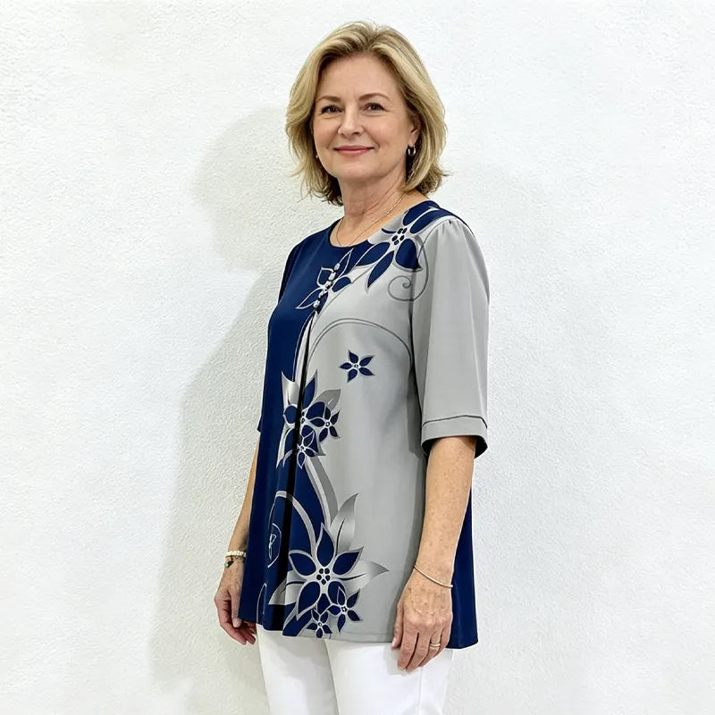 Damski letni top – wygodny, elastyczny i swobodny, o eleganckim, wyszczuplającym kroju.