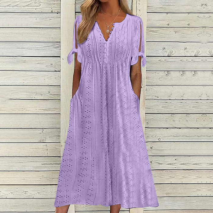 【🏆Najpredávanejšie produkty】👗Jednoduché a jemné jednofarebné šaty 