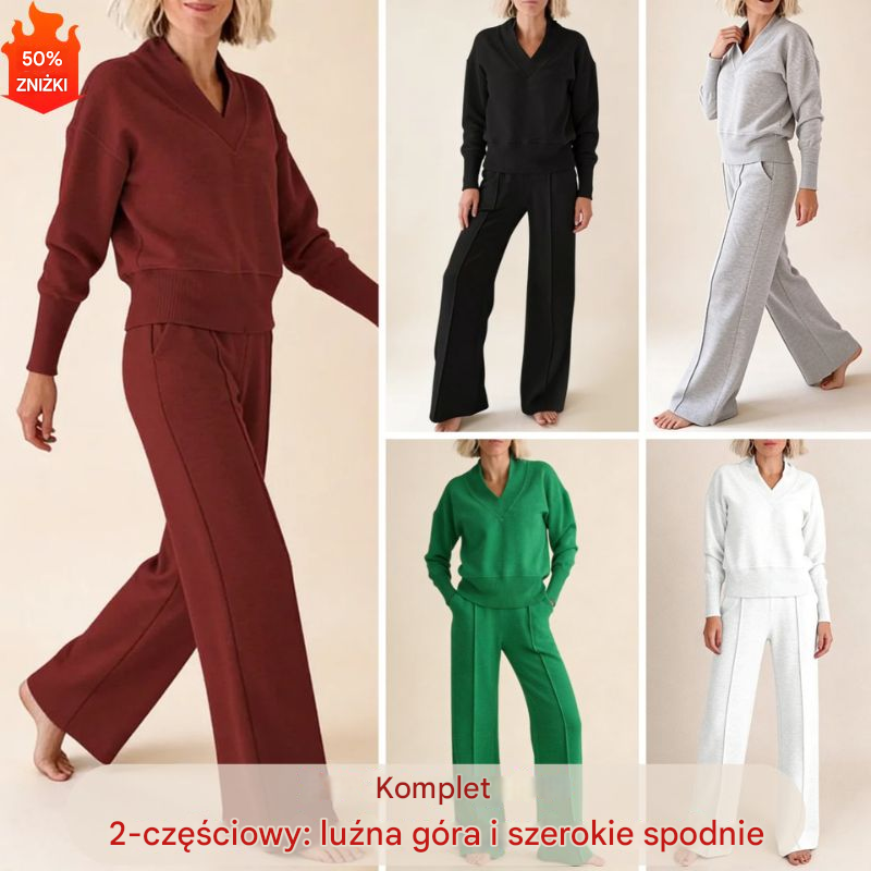 🥰【M-5XL】Komplet garniturowy damski 2026 | Dwuczęściowy komplet z dzianiny z długim rękawem✨