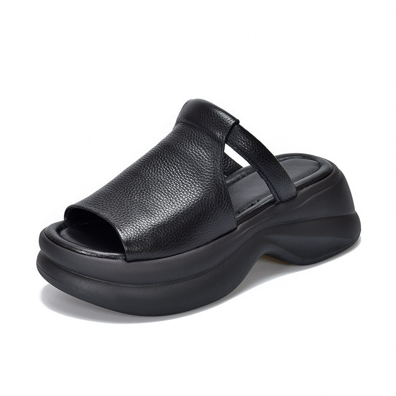 🔥🔥【35-40】👡Nowe damskie sandały z grubą podeszwą i wzorem „rybie usta”, które zwiększają wysokość (wysokość obcasa 6 cm)