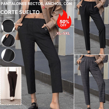 🏆Kup 1, otrzymaj 1 gratis🔥【45-90 KG】Nowe damskie spodnie z wysokim stanem i prostymi nogawkami, idealne na jesień i zimę