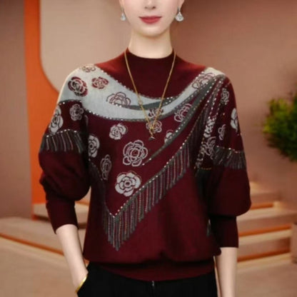 💕【M-5XL】🔥 Nova jesensko-zimska ženska majica za žene srednje dobi, s modernim uzorkom, udobna za nošenje.