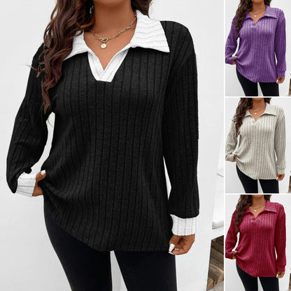 🔥【S-5XL】Wysokiej jakości sweter z czystej bawełny z długim rękawem i dekoltem w serek