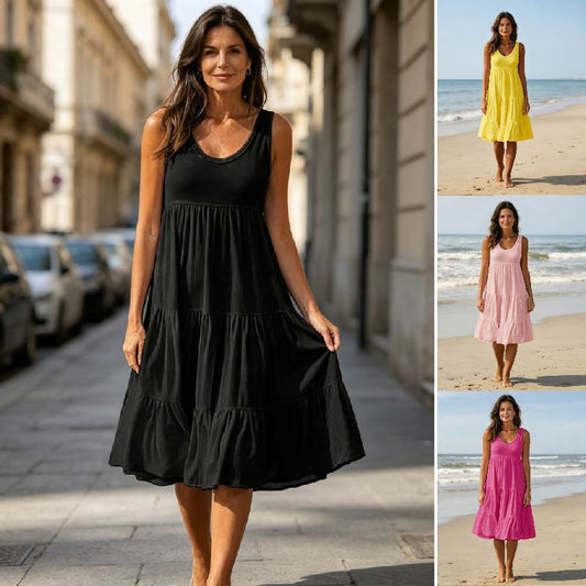 👗 【S-5XL】 Prosta sukienka w jednolitym kolorze ✅️Płatność przy odbiorze
