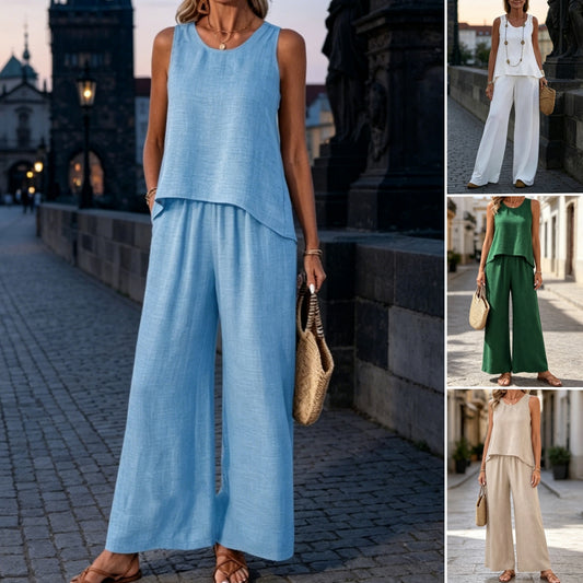 ✨ Poslední den – sleva 50 %! ✨【S-2XL】Dámská letní ležérní souprava, pohodlná a prodyšná. Volný a stylový střih.