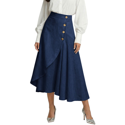 【S-3XL】Nueva falda midi elegante plisada de talle alto de algodón y lino, nueva colección 2026