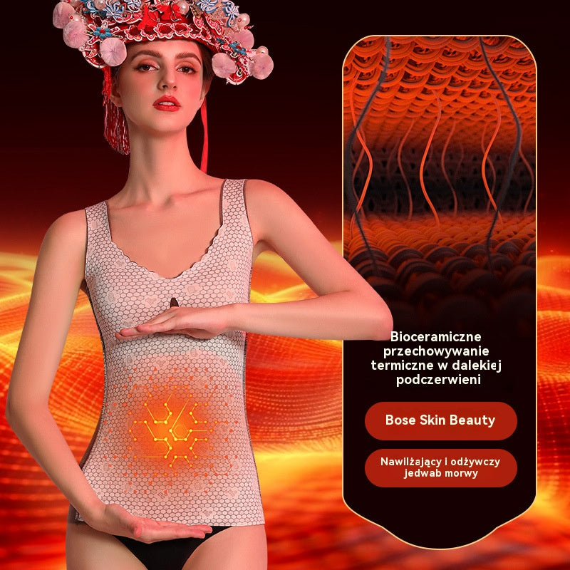 🔥【L-3XL】Koszulka termiczna z wbudowaną, podgrzewaną bielizną modelującą, ramiączkami podnoszącymi, wkładkami laktacyjnymi i antybakteryjnym biustonoszem termicznym 7A.