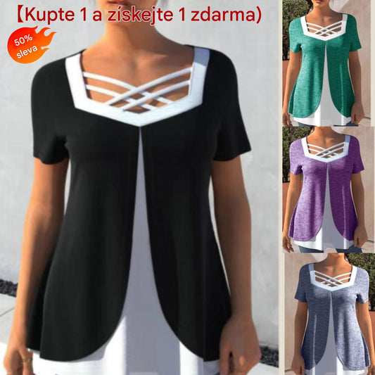 💥【Kupte 1 a získejte 1 zdarma】❤️【S-5XL】Tričko s potiskem pro větší velikosti na léto 2026