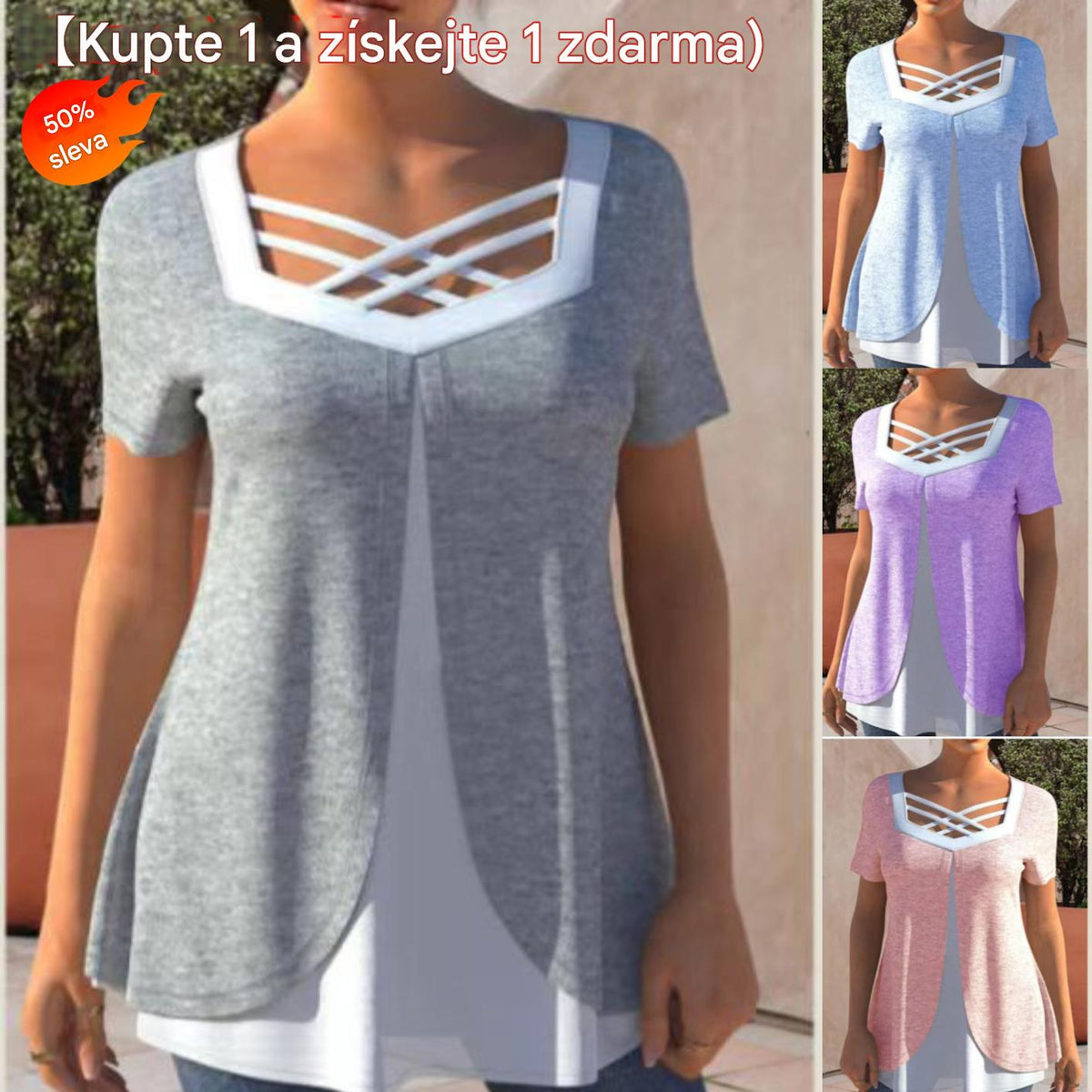 💥【Kupte 1 a získejte 1 zdarma】❤️【S-5XL】Tričko s potiskem pro větší velikosti na léto 2026