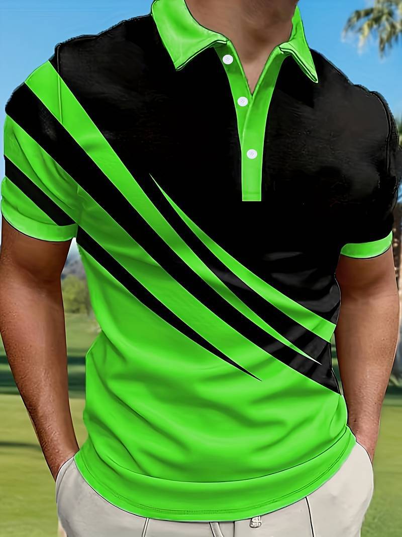 🔥 Męska nowa letnia koszulka POLO w paski z nadrukiem 3D [ S-6XL ]