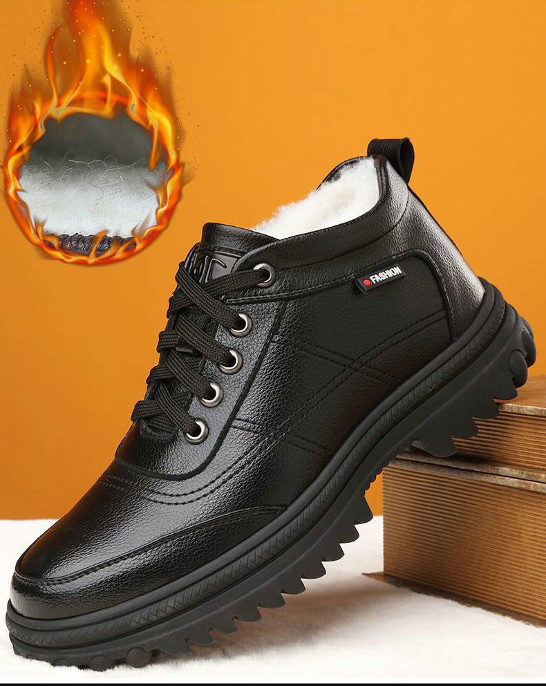 🔥Ograniczona czasowo zniżka 50%🔥【39-44】Nowość Zimowe, ciepłe, męskie skórzane buty z grubą podeszwą