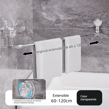 【Compra 1 y llévate 1 gratis】🚿✨ Barra de toalla con ventosa ajustable: no requiere perforar, no daña y tiene un agarre cómodo.