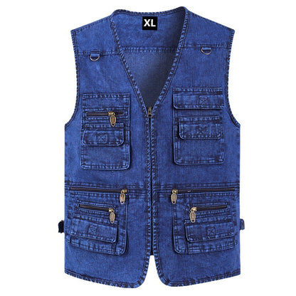 🔥 Nová kolekce -50% 🔥【XL-7XL】Nová pánská džínová vesta s více kapsami - Odolné, prodyšné a pohodlné