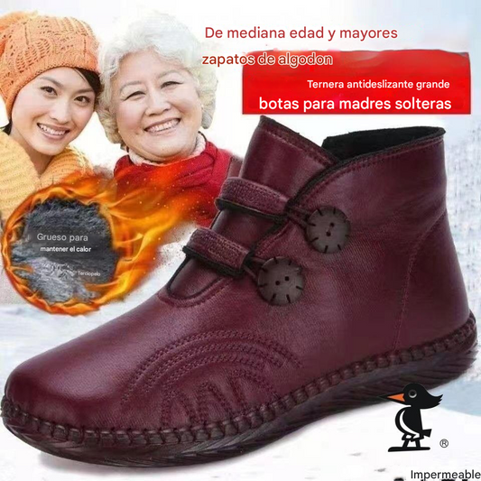 💥【Venta caliente】【35-40】Zapatos de mujer de cuero y algodón, antideslizantes y hechos a mano para otoño e invierno.