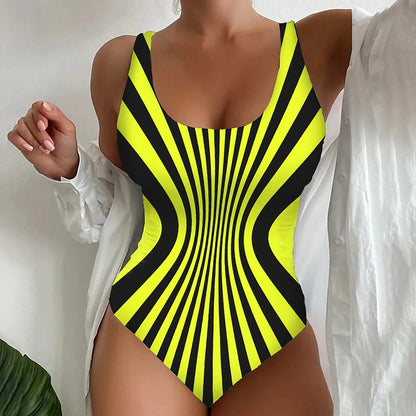 【😍S~6XL】Seksowny, jednoczęściowy kostium kąpielowy w paski