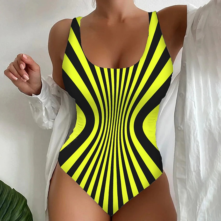 🏖️【Poslední den – sleva 50 %】🔥【S~6XL】Unikátní pruhované jednodílné plavky