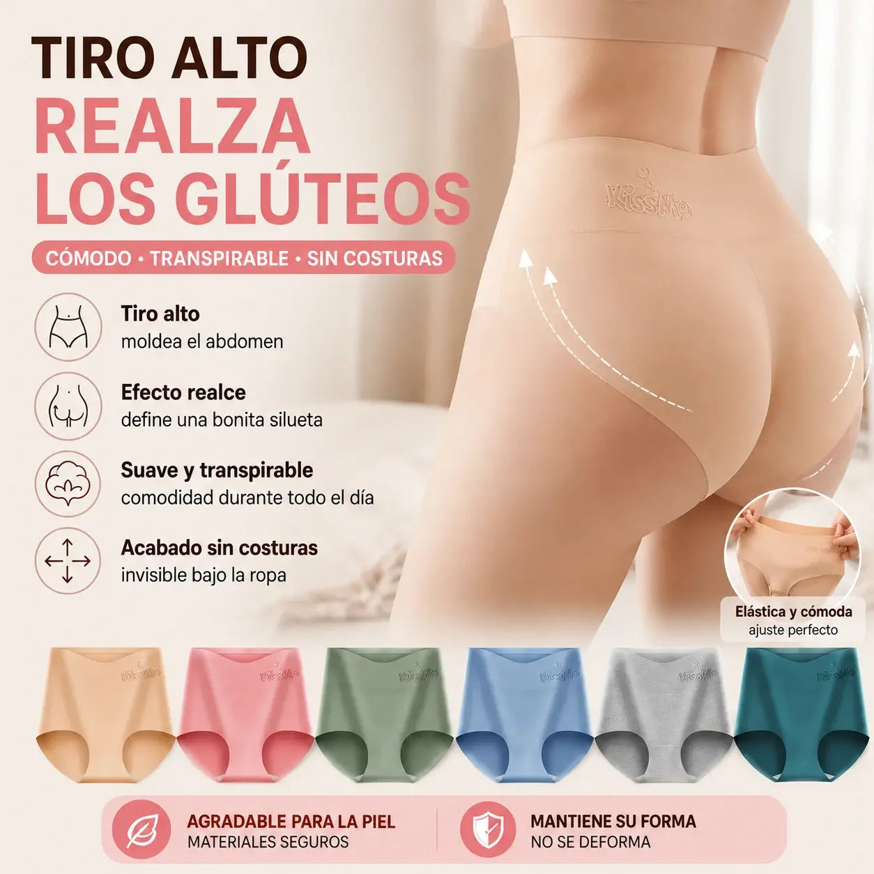 💖【Compra uno y llévate otro gratis】【🔥6 piezas por solo 29 euros】Ropa interior de talle alto que realza los glúteos, confeccionada con tejido de algodón puro de primera calidad✨️ (45-105 kg)