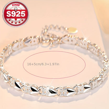 😀👉【Compre 2 y obtenga 2 gratis】💖🍀Love New Fashion Pulsera de plata 925 con un trébol de cuatro hojas para mujer
