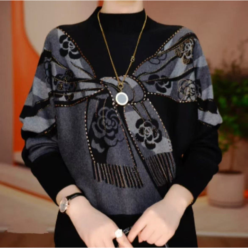 🔥【M~5XL】✨Nový jesenný/zimný obojstranný nemecký flísový teplý voľný módny potlačený dámsky sveter