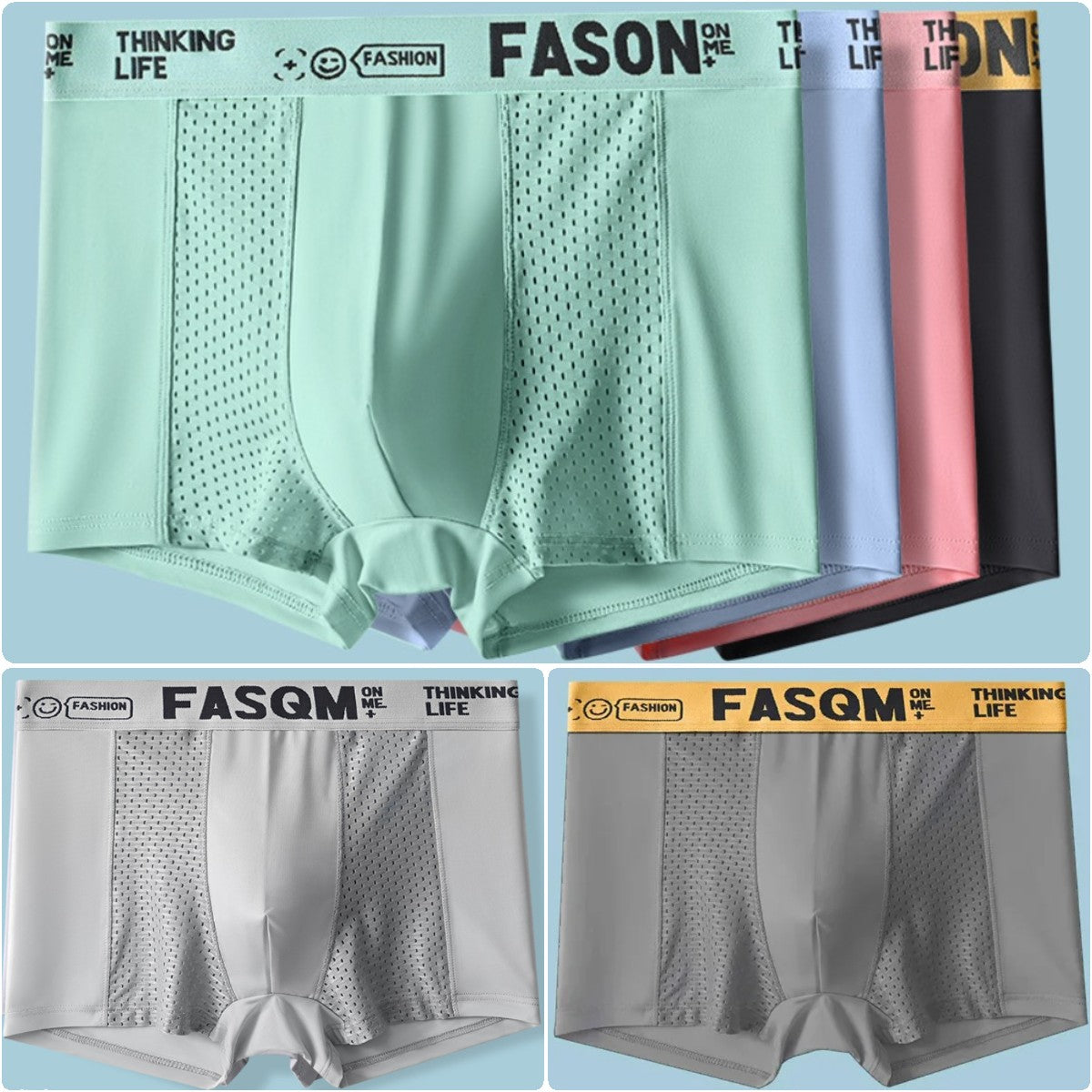 【6 db】 Férfi Ice Silk légáteresztő hálós boxernadrág