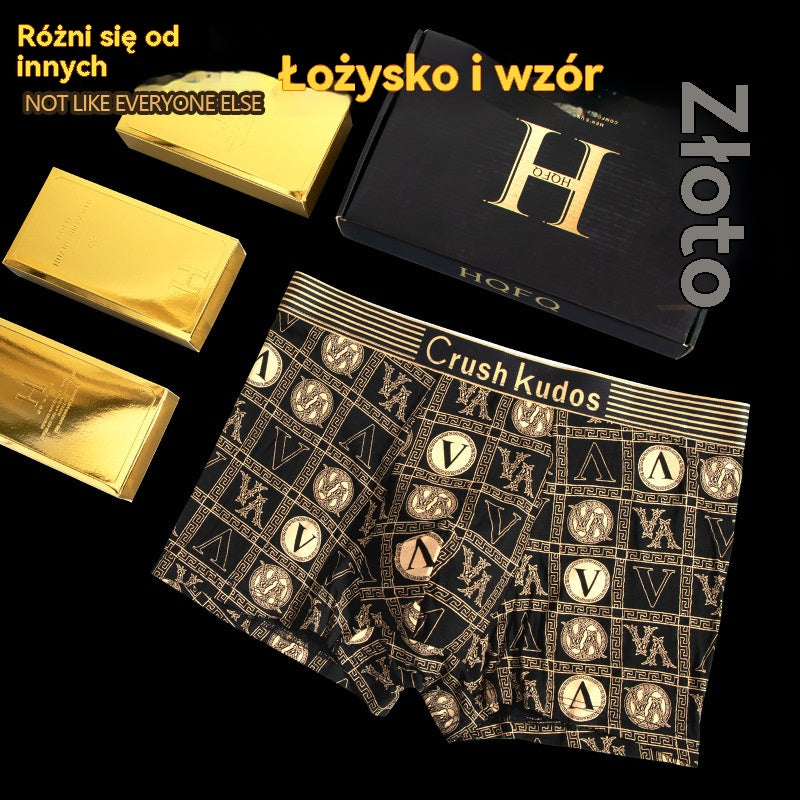 🔥Kup 4, a 4 dostaniesz gratis🚹✅💥【40-140 kg】Oddychająca bielizna z lodowego jedwabiu dla mężczyzn, wygodna bezszwowa bielizna, duży rozmiar, modny nadruk