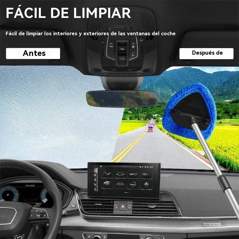 🚗🎁【2 piezas de plástico triangulares + 8 fundas de tela】💦Kit de limpieza de parabrisas de coche - extensible y giratorio 180°