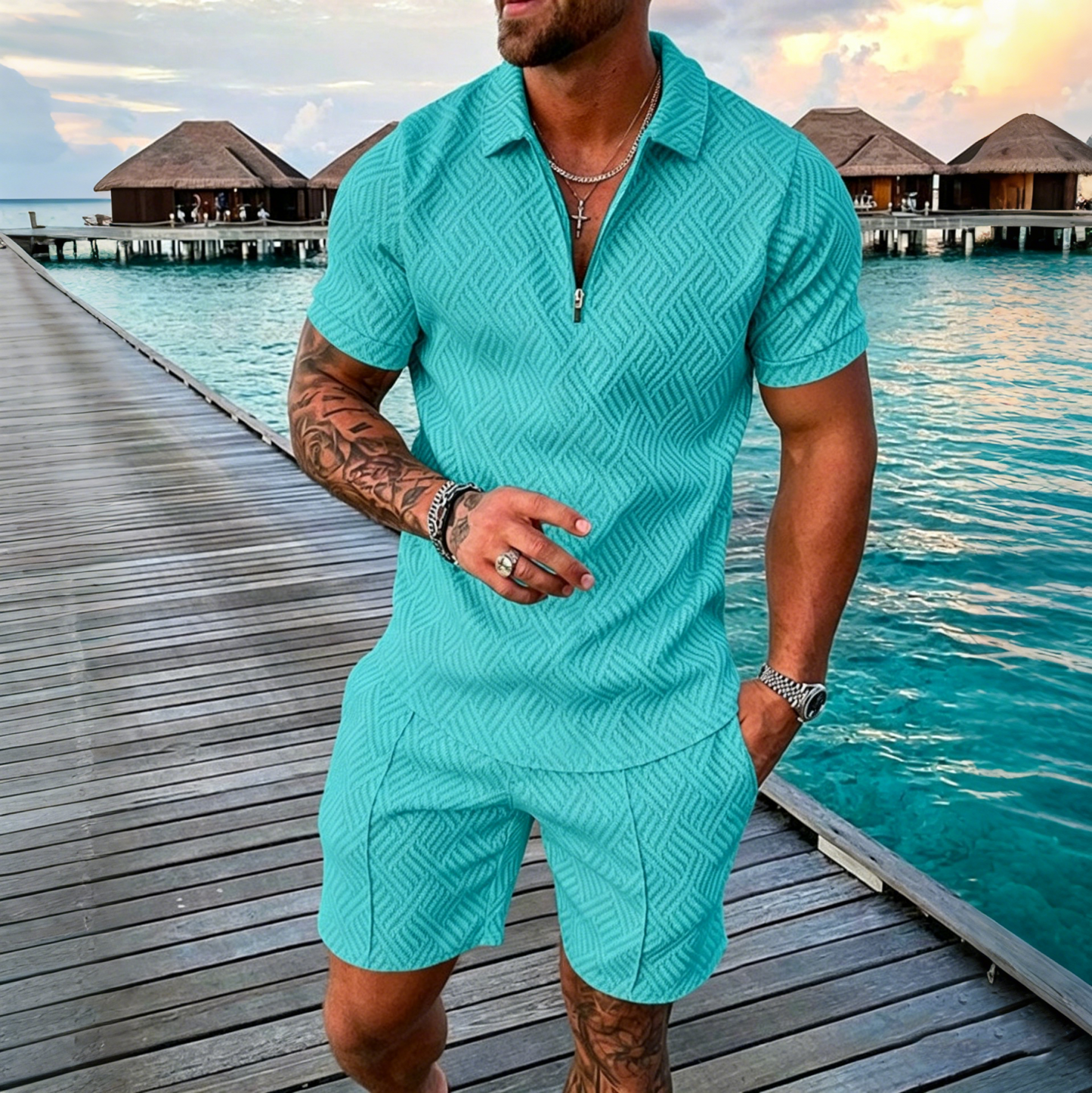 😎 50 % popusta 🔥【Majica + hlače】 (40–130 kg) Moški polo komplet z zadrgo in 3D-tiskom ✅️Plačilo ob dostavi ✅️70 % popusta na 2 artikla