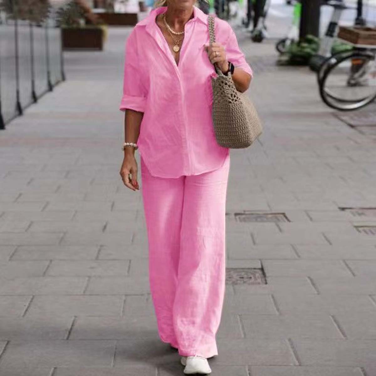 💕【S-5XL】Dámské ležérní soupravy 2026 - oversized košile a široké kalhoty
