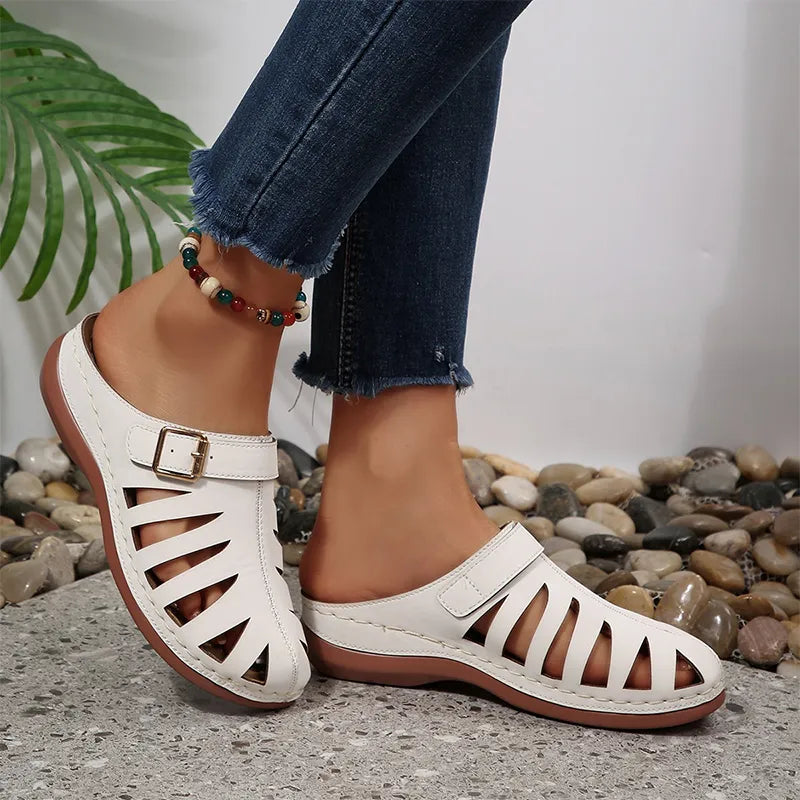 👡 Letnie chodaki z naturalnej skóry bydlęcej – ażurowy fason z zapięciem na rzep, anatomiczna podeszwa redukująca zmęczenie, 5 kolorów, rozmiary 36–43! ☀️✨