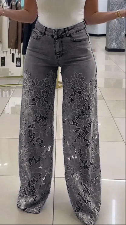 💥 LICHIDARE DE STOC 💥👖Blugi moderni din denim cu petice de dantelă